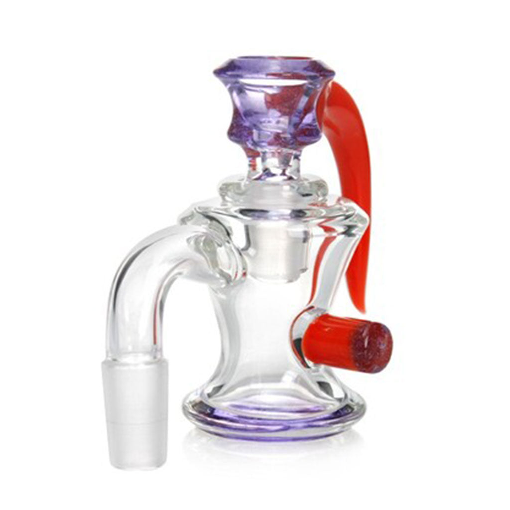 Orange-Purple 14MM Male 90°-Degree Frosted Joint  Dry Ash Catcher With A Horn Bong Flower Bowl
