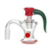 Green-Red 18MM Male 90°-Degree Frosted Joint  Dry Ash Catcher With A Horn Bong Flower Bowl