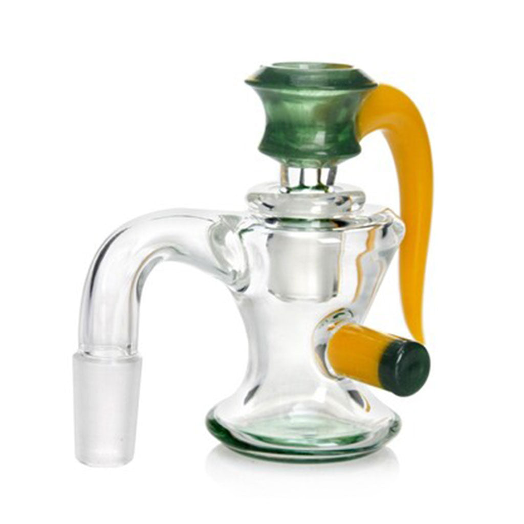 Yellow-Green 18MM Male 90°-Degree Frosted Joint  Dry Ash Catcher With A Horn Bong Flower Bowl