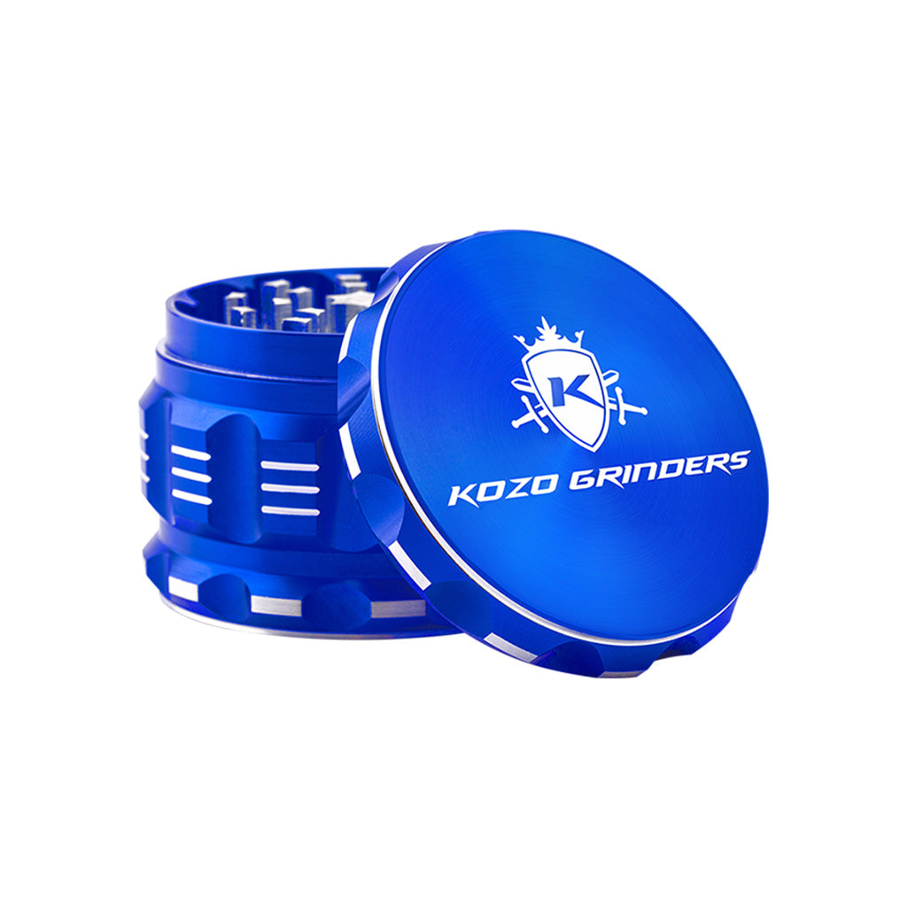 2.5 Inch Blue Kozo Sharp Teeth Herb Grinder Open View At Honeybee Herb Buzz Shop