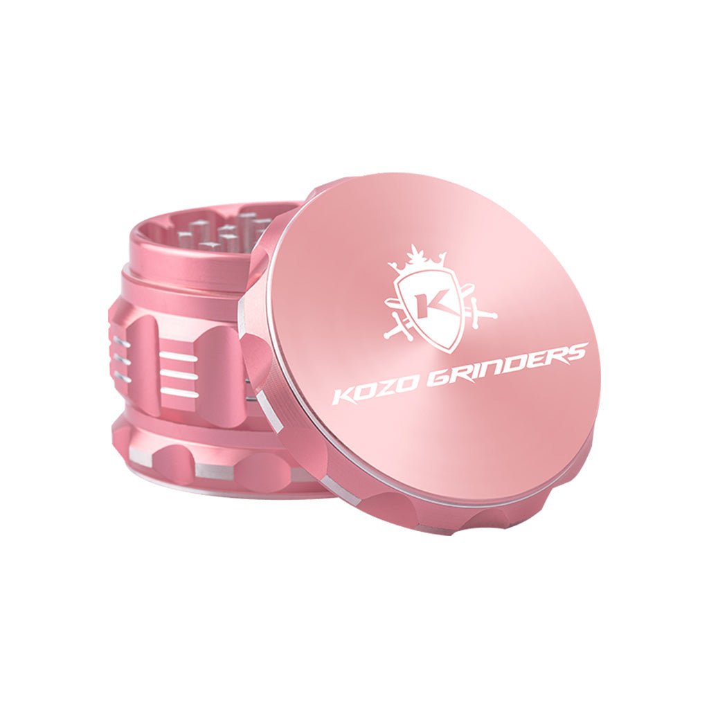 2.5 Inch Rose-Gold Kozo Sharp Teeth Herb Grinder Open View At Honeybee Herb Buzz Shop
