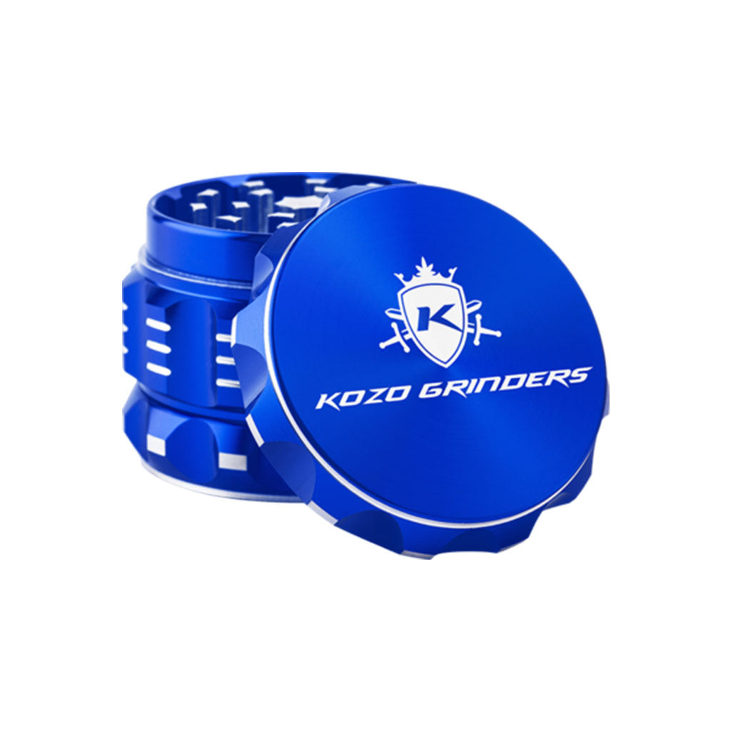 2 Inch Blue Portable Kozo Herb Grinder Open View At Honeybee Herb Buzz Shop