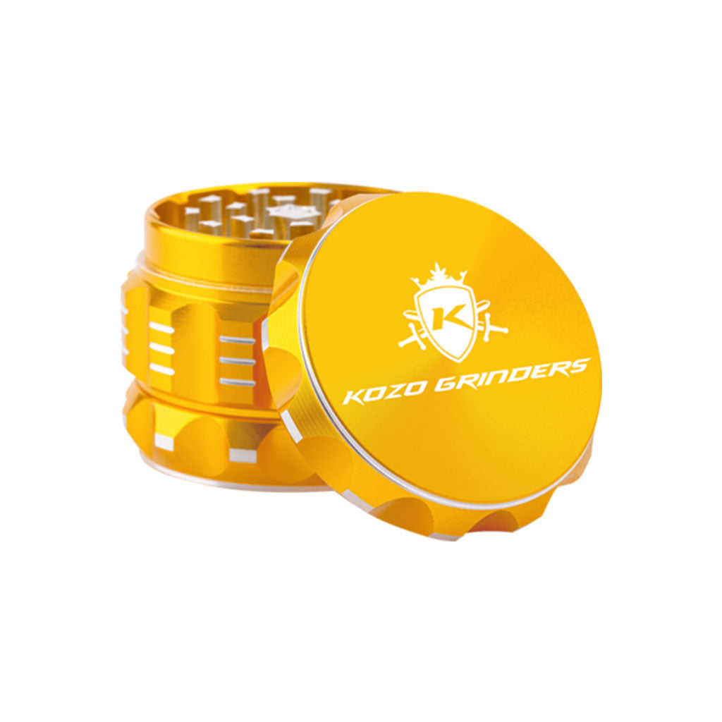 2 Inch Gold Kozo Herb Grinder Open View At Honeybee Herb Buzz Shop