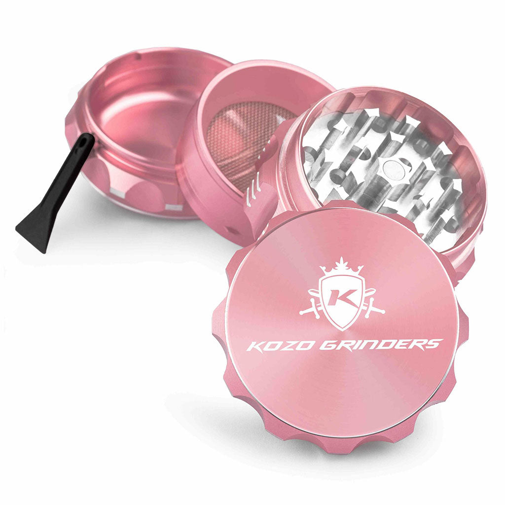 2 Inch Rose-Gold Kozo Herb Grinder 4-Parts View At Honeybee Herb Buzz Shop