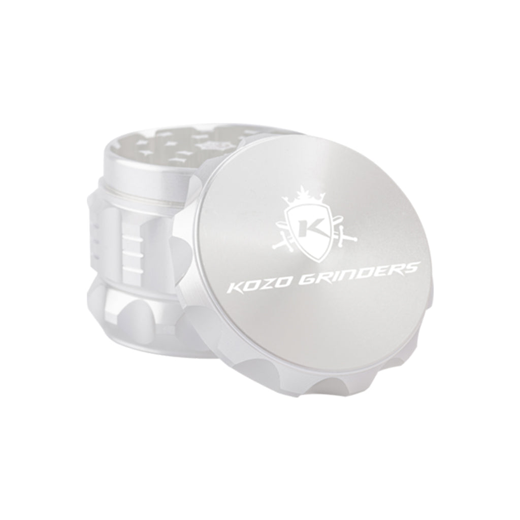 2 Inch Silver Kozo Herb Grinder Open View At Honeybee Herb Buzz Shop