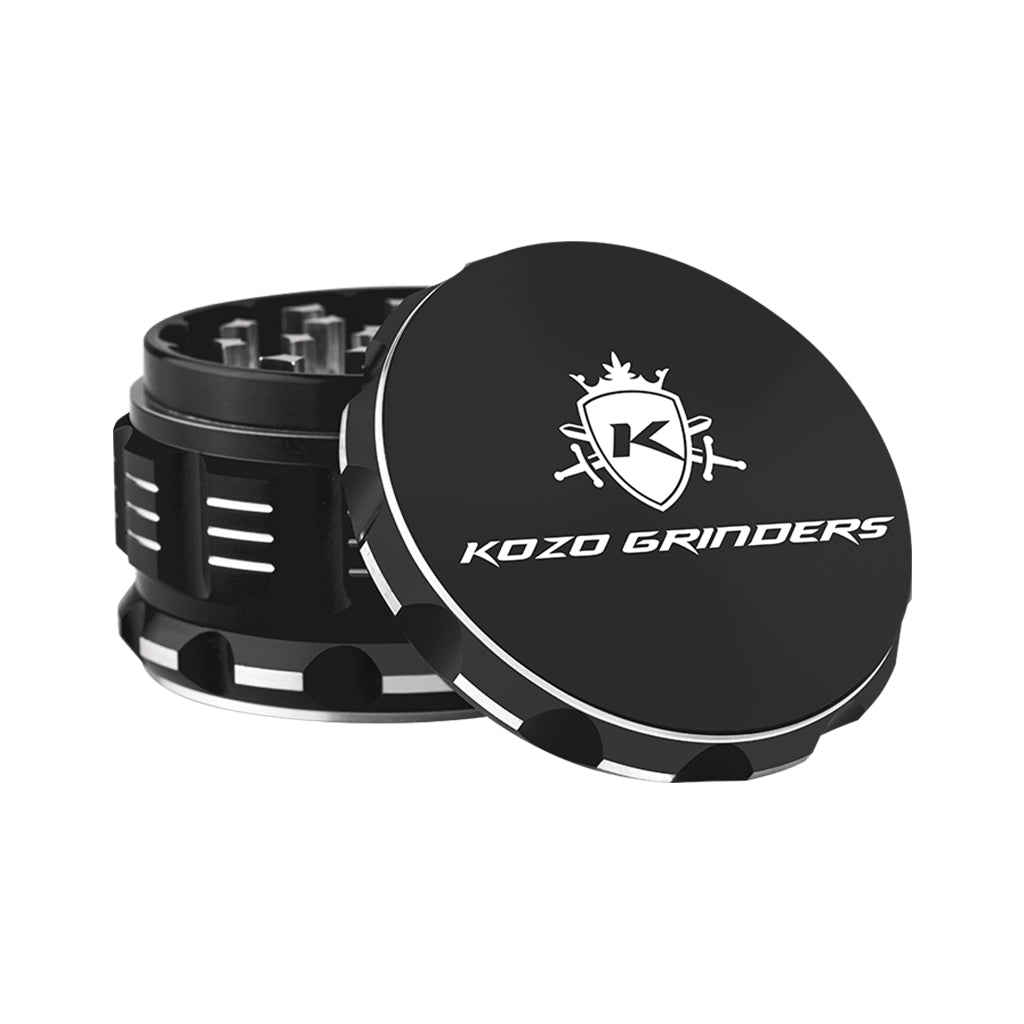 3 Inch Black Kozo Portable Herb Grinder Open View At Honeybee Herb Buzz Shop
