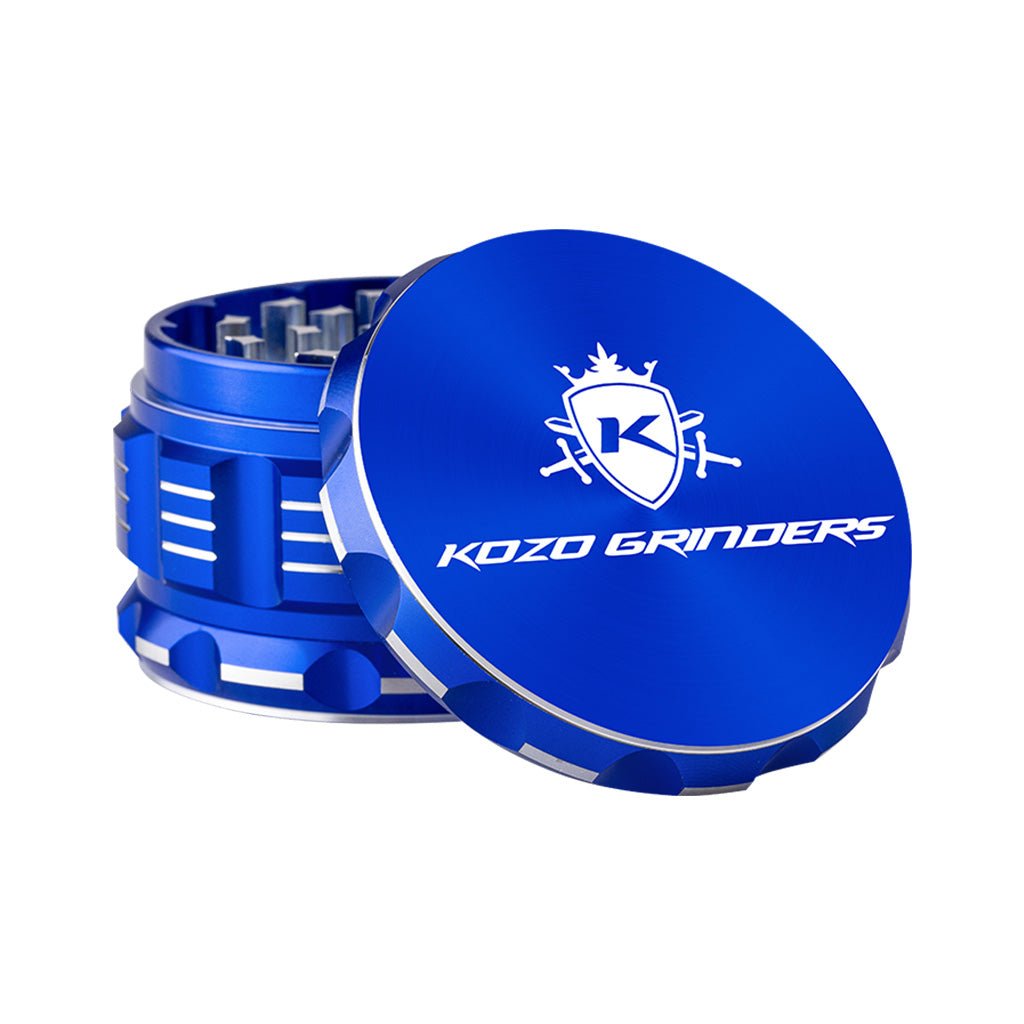 3 Inch Blue Kozo Portable Herb Grinder  Open View At Honeybee Herb Buzz Shop