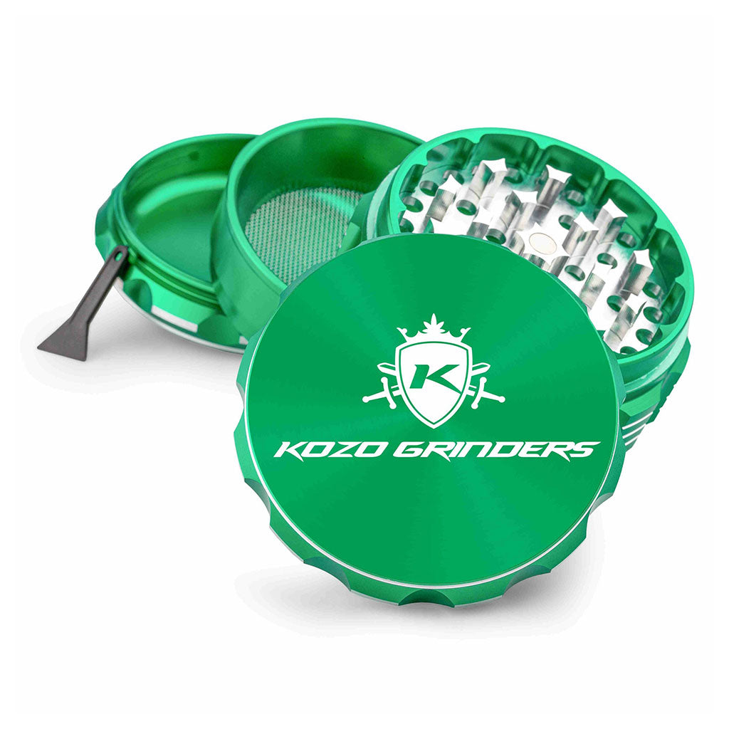 3 Inch Green Kozo Portable Herb Grinder 4-Parts View At Honeybee Herb Buzz Shop