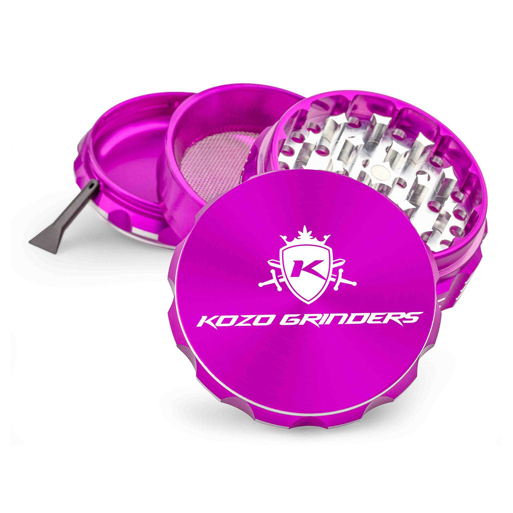 3 Inch Purple Kozo Portable Herb Grinder 4-Parts View At Honeybee Herb Buzz Shop