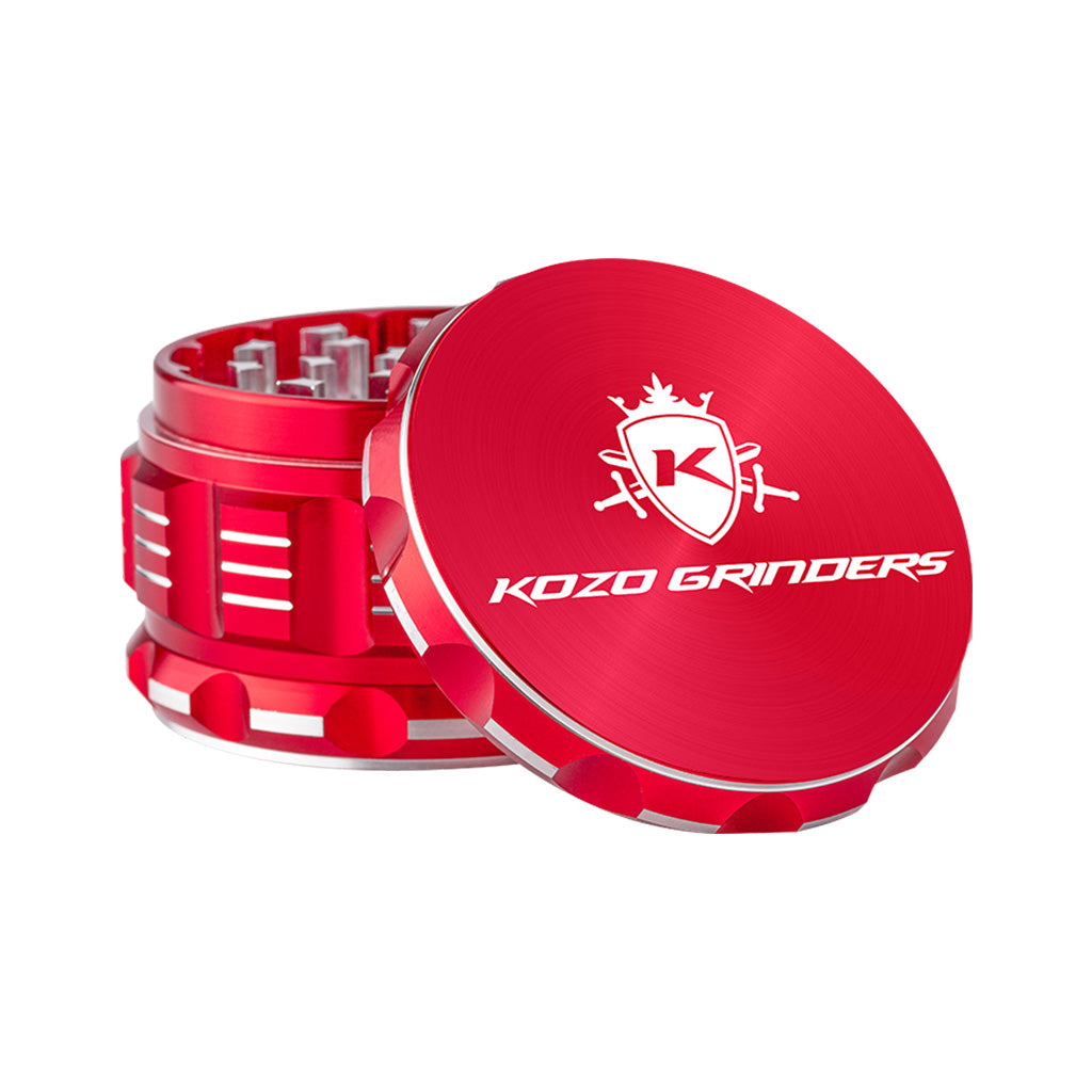 3 Inch Red Kozo Portable Herb Grinder Open View At Honeybee Herb Buzz Shop
