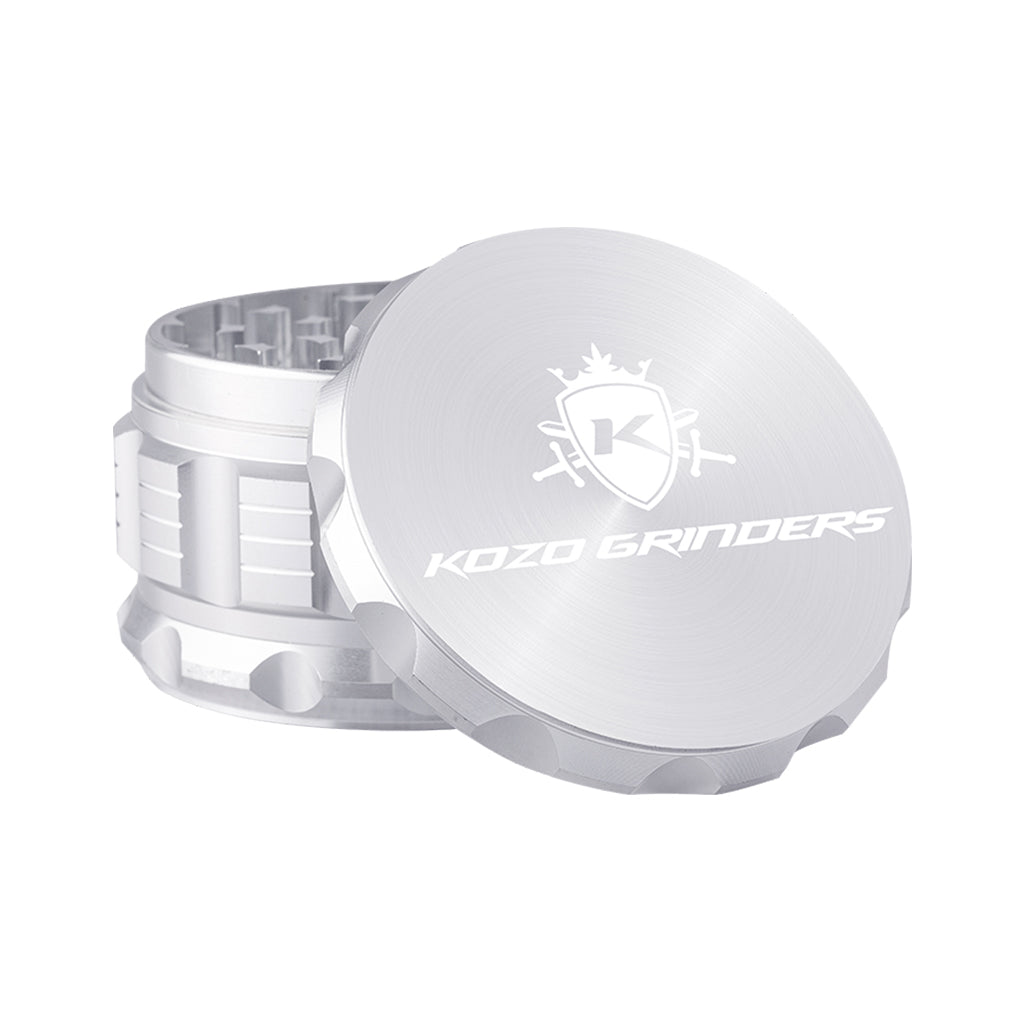 3 Inch Silver Kozo Portable Herb Grinder Open View At Honeybee Herb Buzz Shop
