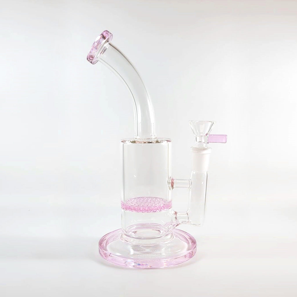 8.5 Inch Pink Glass Honeycomb Perc Rig
