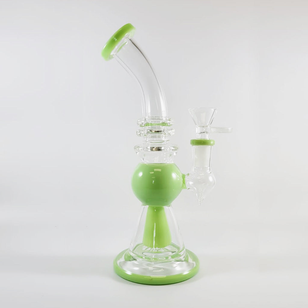 8 Inches Milky-Green Cone Perc Glass Bong At Honeybee Herb Buzz Shop