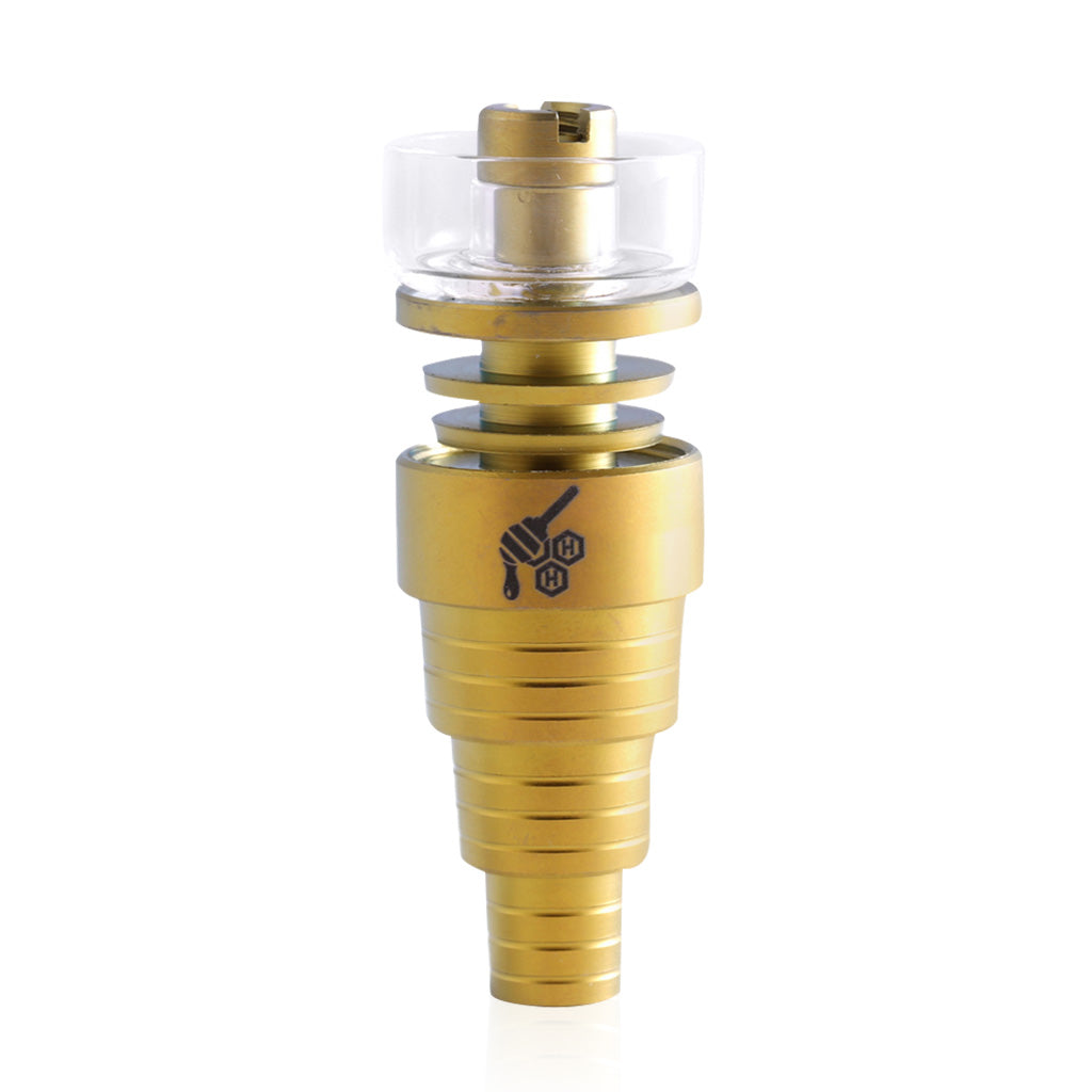 Universal Titanium Gold 6 In 1 Hybrid Dab Nail Compatible With 10mm, 14mm & 18mm Male Joints
