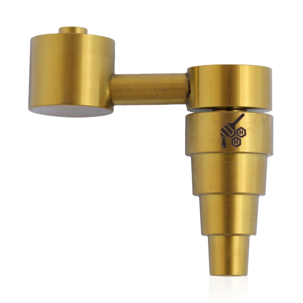 Titanium Gold 6-in-1 Sidecar Dab Nail Compatible With 10mm, 14mm, And 18mm Male Joints.