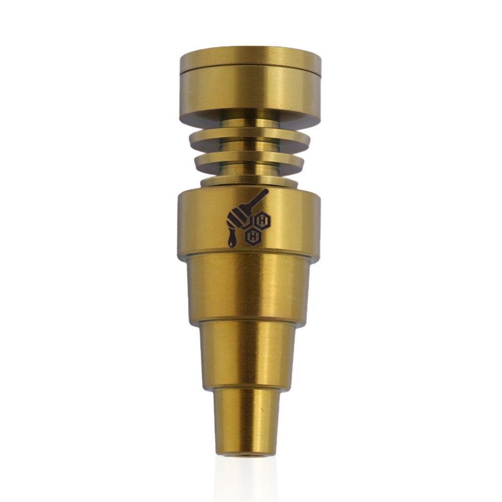 Titanium Gold 6-in-1 Skillet Dab Nail Compatible With 10mm, 14mm, And 18mm Male Joints.