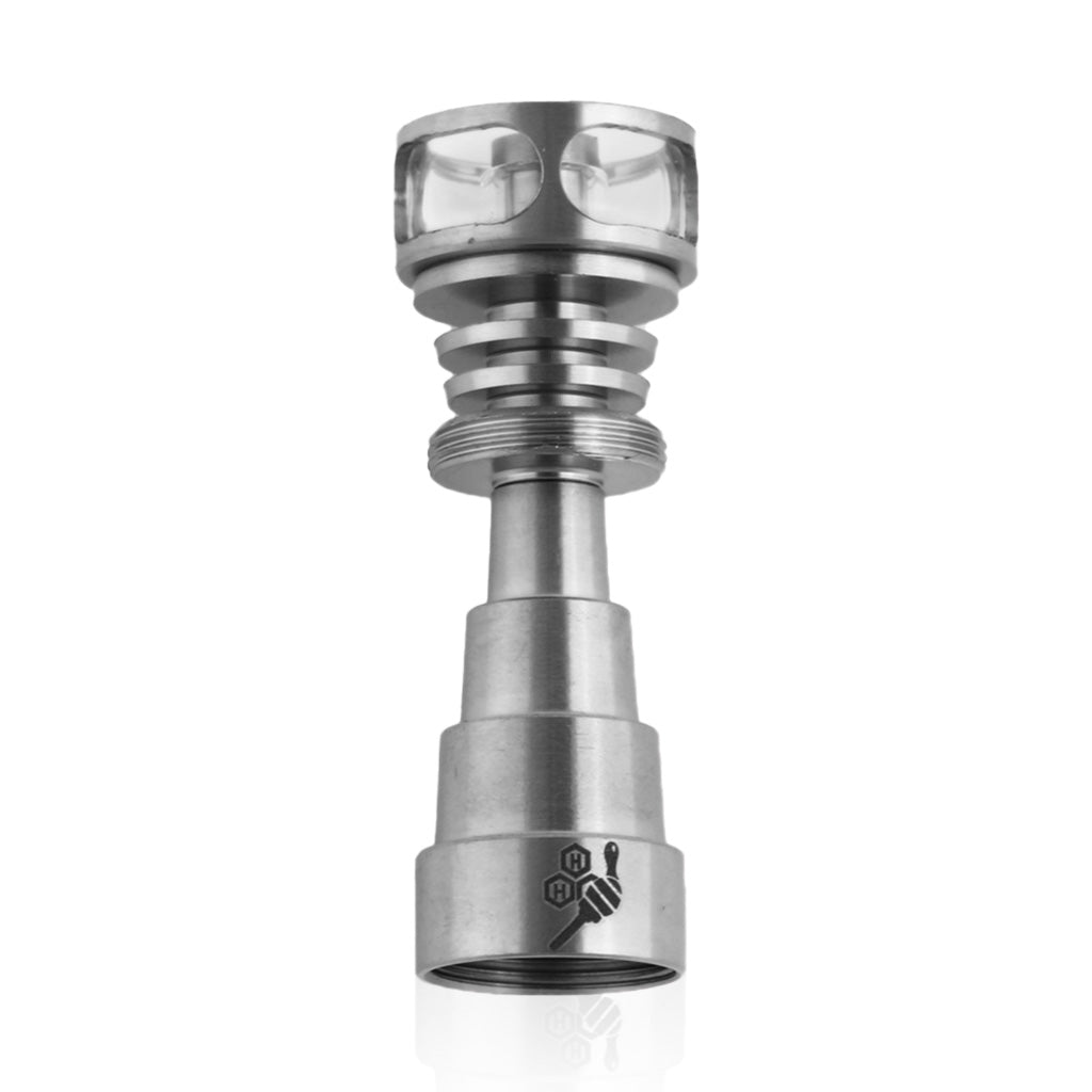 Domeless Titanium Silver 6- in 1 Cage Hybrid Ti-Nail Compatible with 10mm, 14mm, 18mm Female Joints