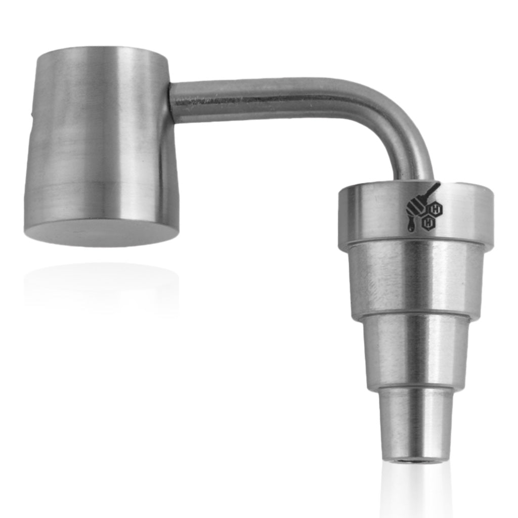 Domeless Titanium Silver 6 In 1 Long Neck Dab Rig Nail Compatible With 10mm, 14mm & 18mm Male Joints