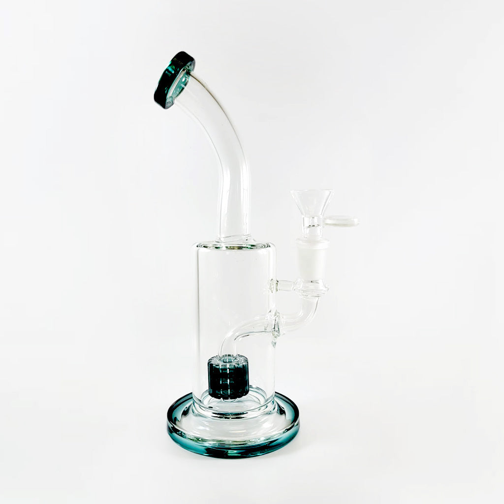 Bent Neck Dark-Green Dab Rig With Drum Percolator