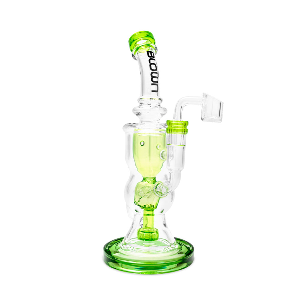 Get your green BLOWN Glass DELTA Recycler Rig for smooth hits at Honeybee Herb.