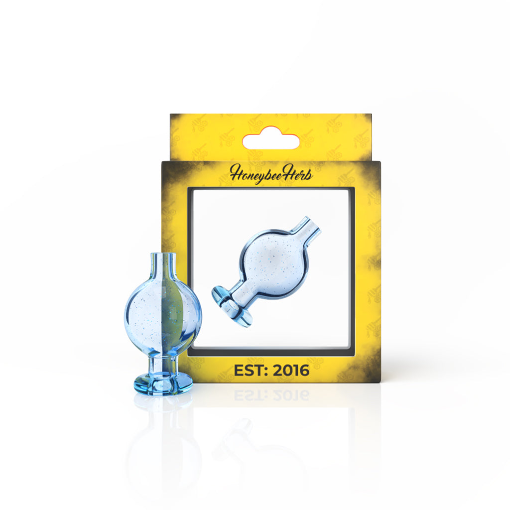 Honeybee Herb Blue Crushed Opal Glass UV Classic Bubble Carb Cap Yellow Packaging View