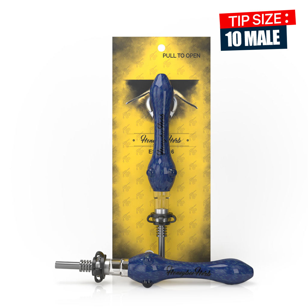 Steel Tip Speckled Blue Glass Nectar Collector with Keck Clips