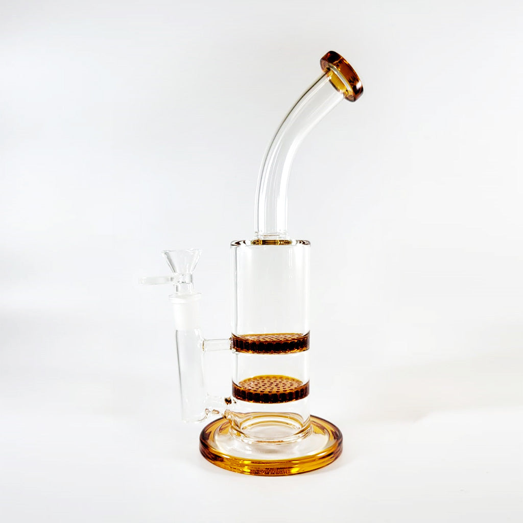 Buy Amber Dual Honeycomb Disk Perc Rig – Premium Glass For Sale