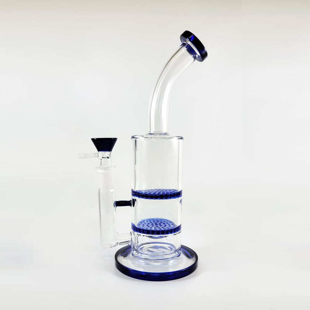 Buy Blue Dual Honeycomb Disk Perc Rig – Premium Glass For Sale