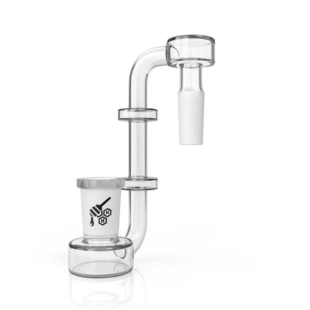 Clear Glass J Shape Male To Female Frosted Joint Drop Down Adapter