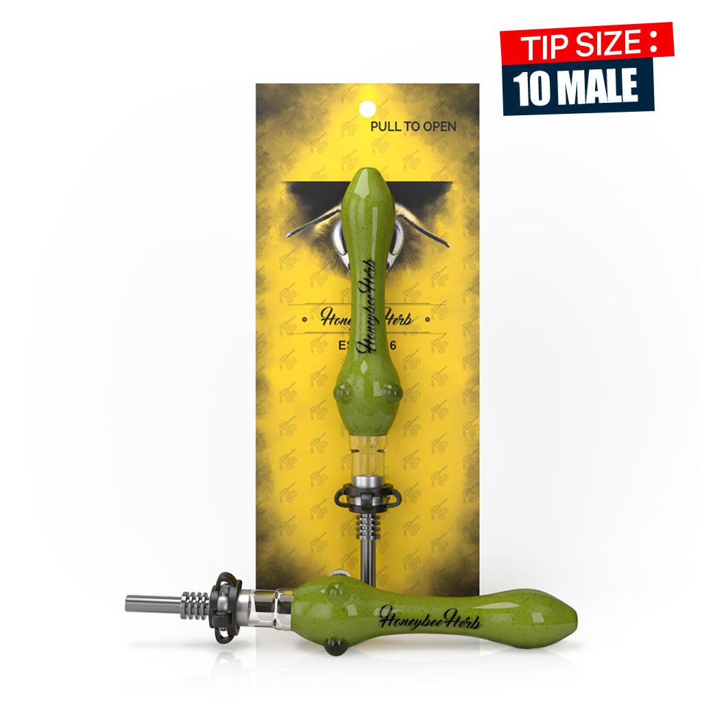Steel Tip Speckled Green Glass Nectar Collector with Keck Clips