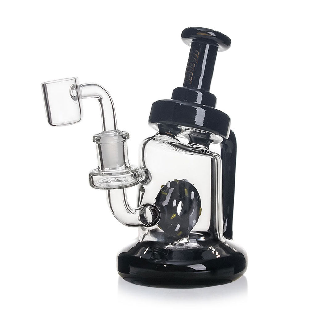 Black Hittn Donut Matrix Perc Rig, front view—buy online at Honeybee Herb for smooth diffusion and fast shipping.