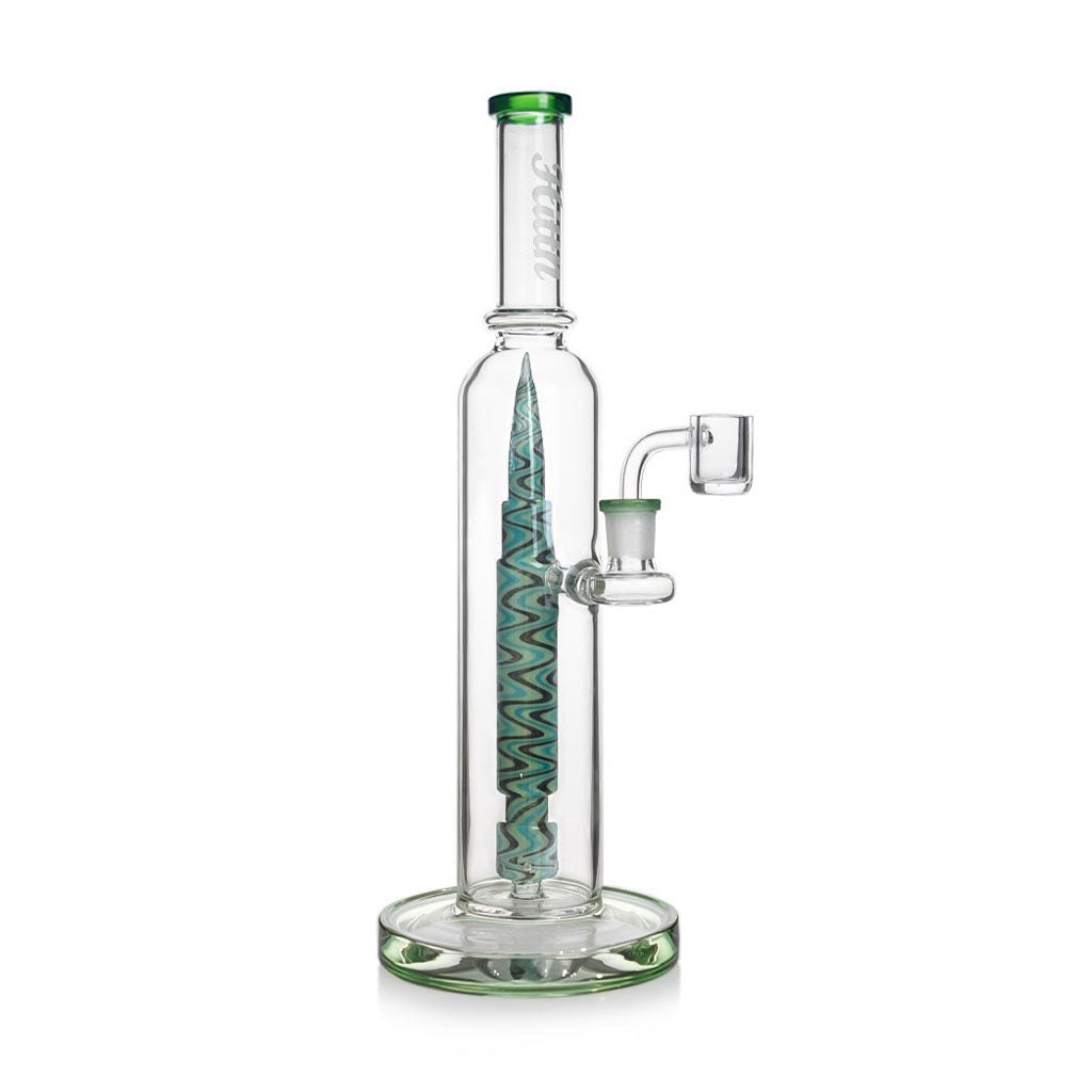Green Hittn Rocket Perc Dab Rig with quartz banger attachment