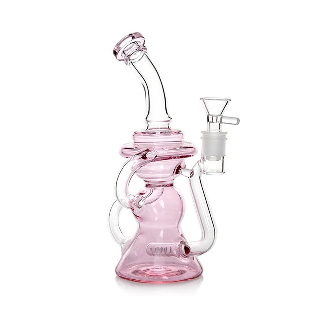Buy Pink Hittn Inline Perc Recycler Oil Rig – Stylish Glass Dab Rig for Sale