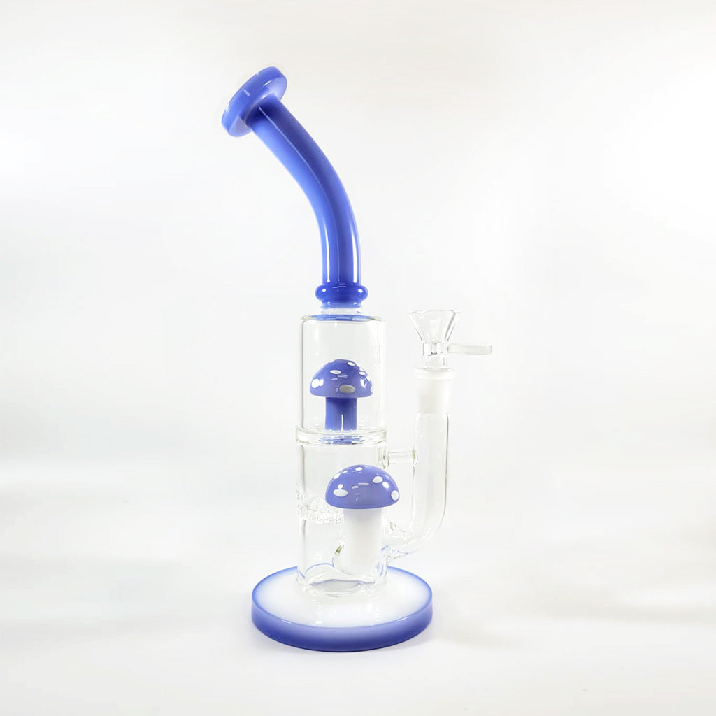 Jade-Blue Mushroom Honeycomb Disc Perc Dab Rig At Honeybee Herb Buzz Shop