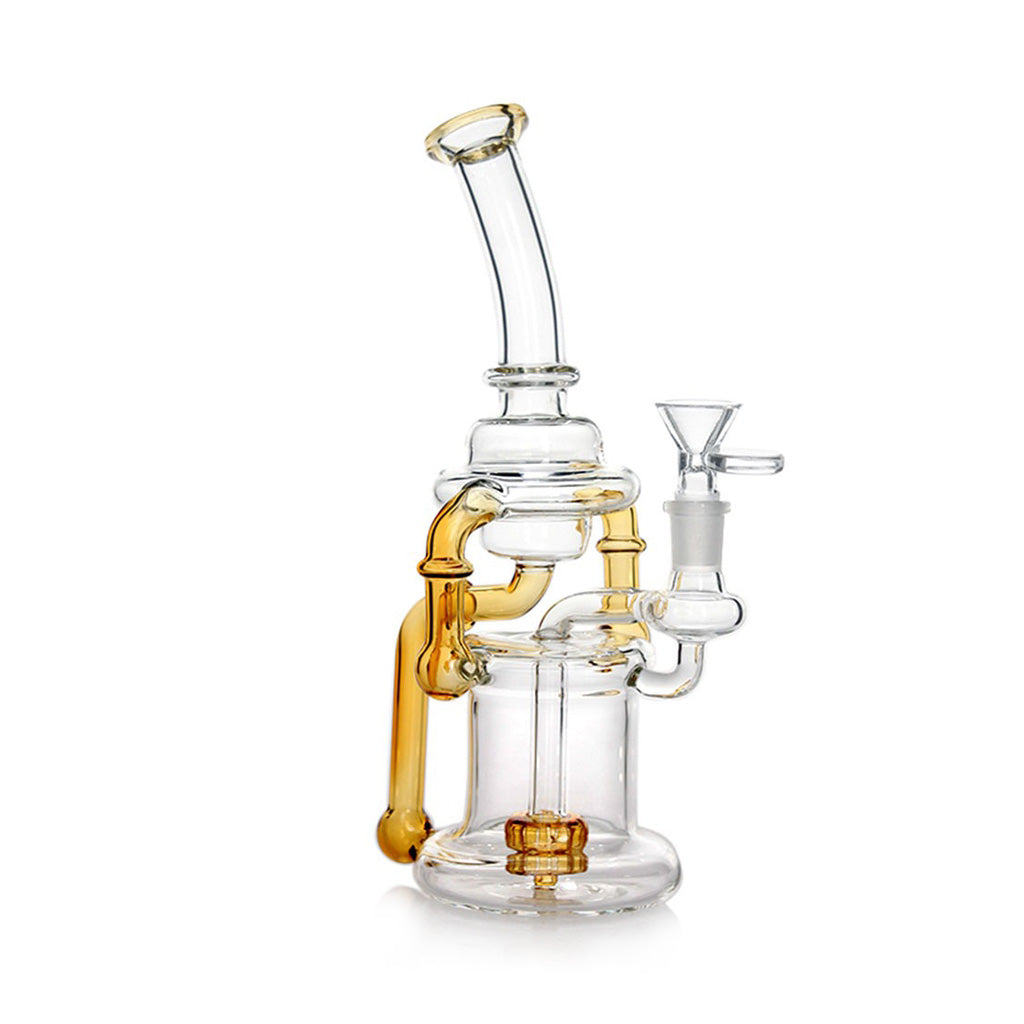 Buy Yellow Liquid Glitter Sherlock Hand Pipe – Durable Glass Pipe for Sale