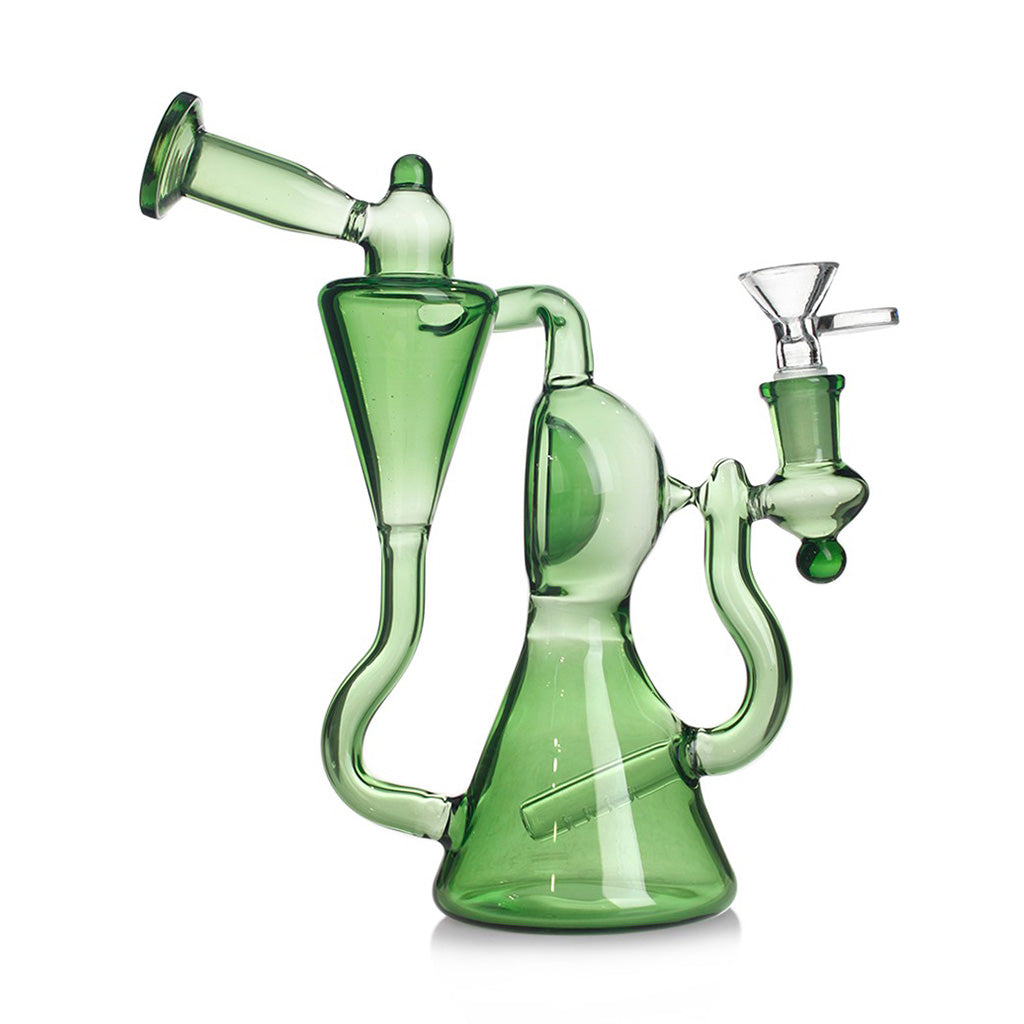 Buy Green Spherical Chamber Inline Perc Recycler Rig – Premium Borosilicate Dab Rig for Sale