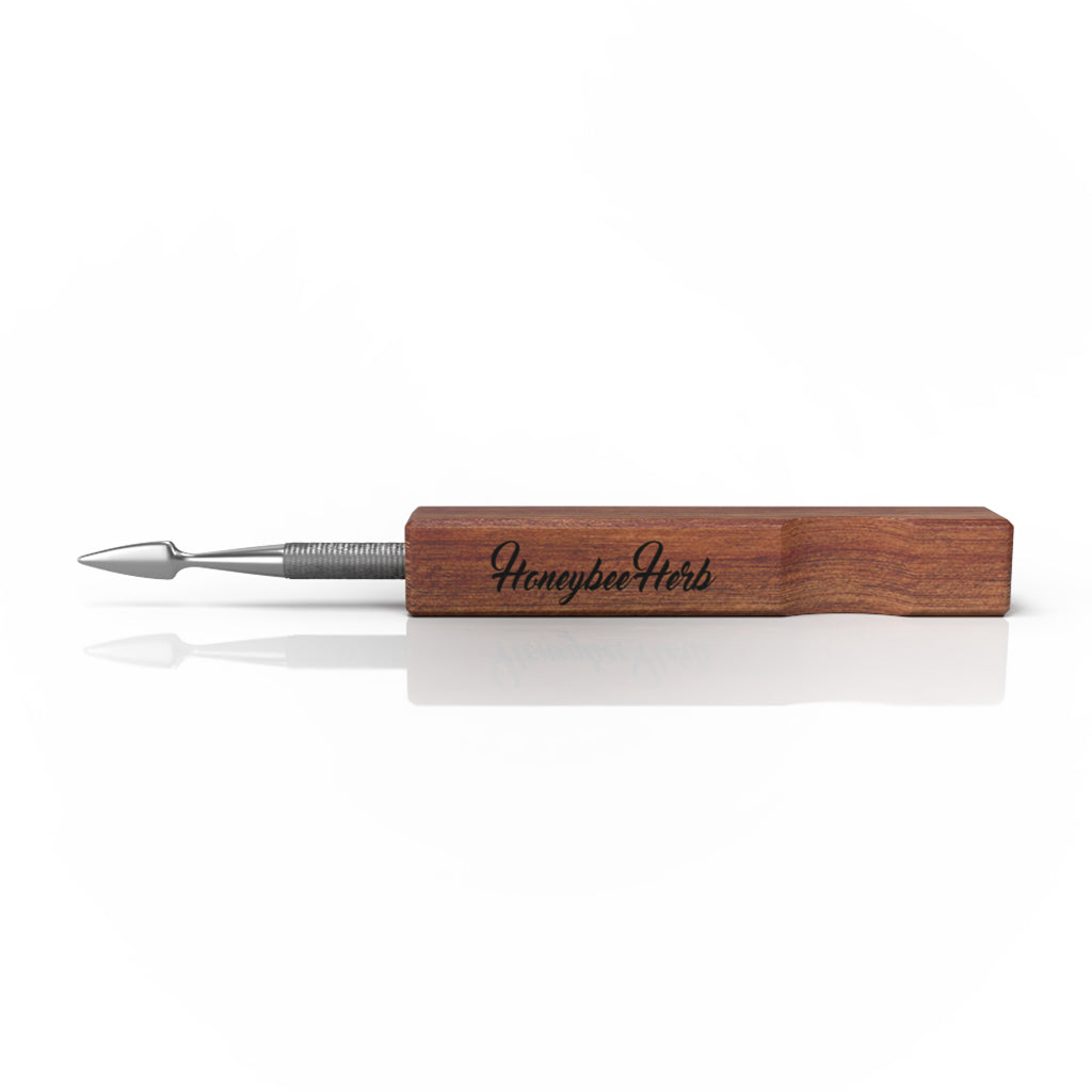Stainless Steel Spearhead Wooden Handle Dab Tool Horizontal View 