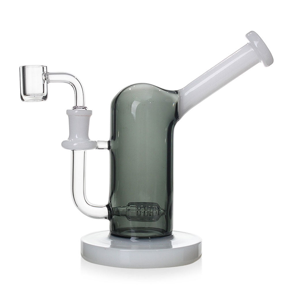 Black Upright Capsule Dab Rig with inline perc and quartz banger attachment