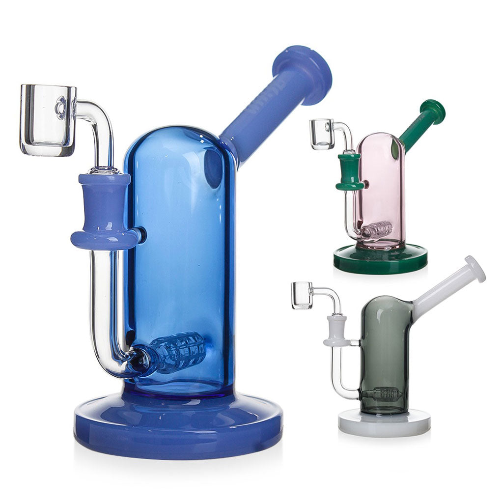 Upright capsule dab rigs in blue, green, pink, and gray – for sale online