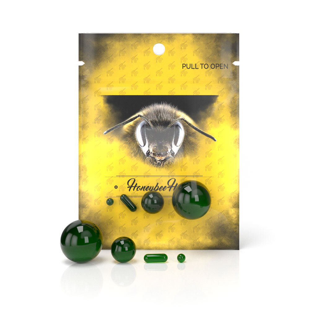 4 Pieces Green Terp Slurper Dab Marble Set Yellow Packaging
