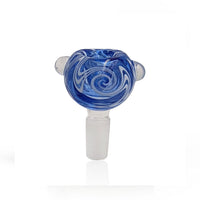 Thumbnail for 14mm Male Frosted Joint FB-10 Blue Twisted Design Glass Slide Bubble Flower Bong Bowl