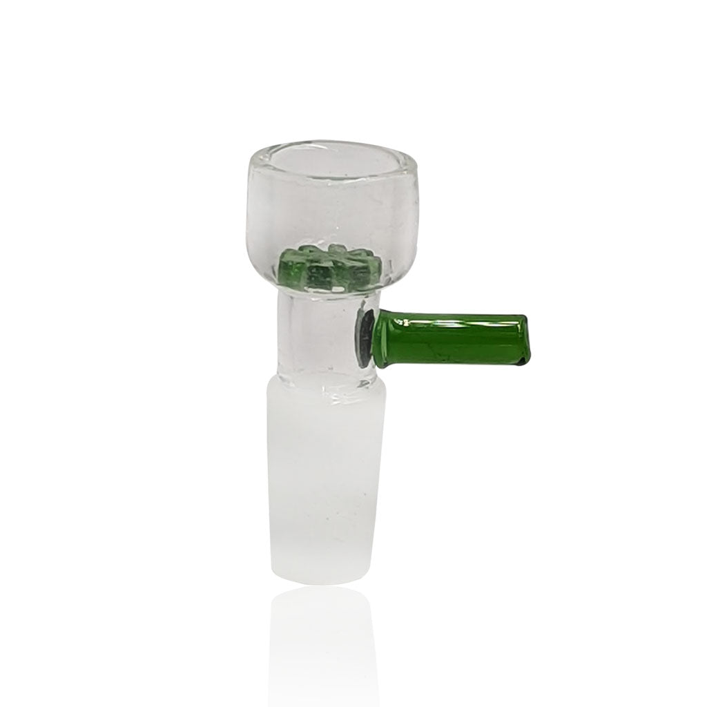 Slide Glass Snowflake Filter 14mm Male Green Bong Bowl