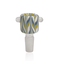 Thumbnail for 14mm Male Frosted Joint Blue/Green Color Wig Wag Glass Slide Bong Flower Bowl