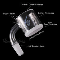 Thumbnail for Honey & Milk Xl Bevel Quartz Banger 90° Degree Yellow Line with 10mm 14mm 18mm Male & Female Joints for waterpipes | Honeybee Herb