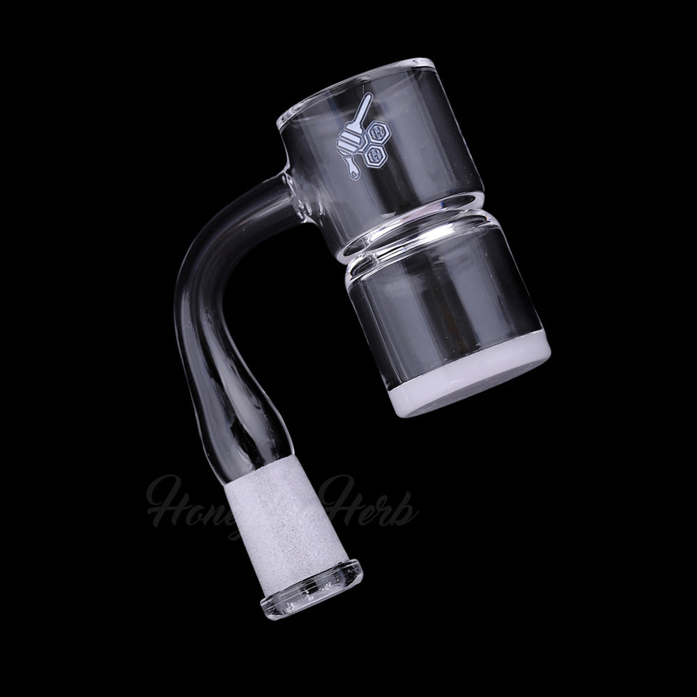 Honey & Bevel Splash Bucket Quartz Banger 90 Degree Yellow Line with 10mm 14mm 18mm Male & Female Joints for Dab Rigs Bongs | Honeybee Herb