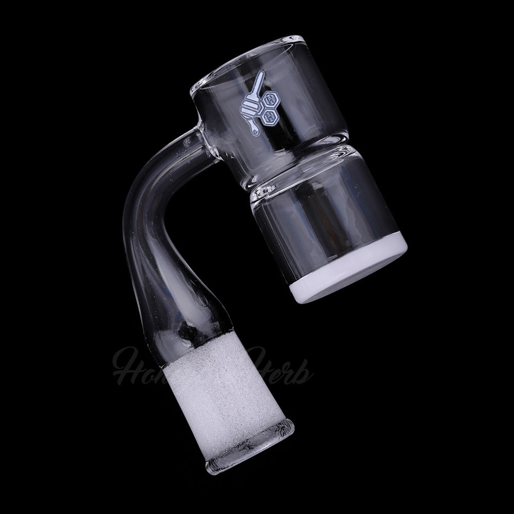 Honey & Bevel Splash Bucket Quartz Banger 90 Degree Yellow Line with 10mm 14mm 18mm Male & Female Joints for Dab Rigs Bongs | Honeybee Herb