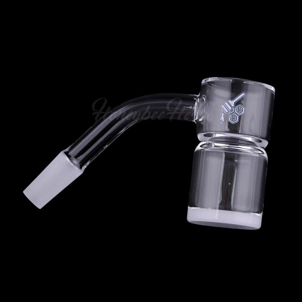 Honey & Milk Bevel Splash Bucket Quartz Banger 45 Degree Yellow Line with 10mm 14mm 18mm Male & Female Joints for Dab Rigs Bongs | Honeybee Herb