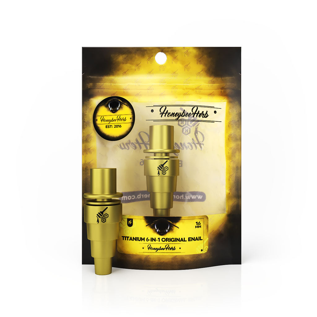 Titanium Gold 6 in 1 Original Enail Dab Nail Compatible With 10mm 14mm 18mm Male & Female Joint For Dab Rig Bongs | Honeybee Herb