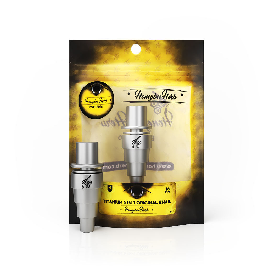 Titanium Silver 6 in 1 Original Enail Dab Nail Compatible With 10mm 14mm 18mm Male & Female Joint For Dab Rig Bongs | Honeybee Herb