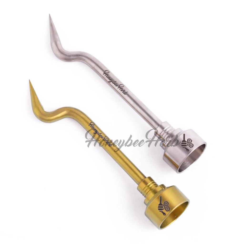 Titanium Bent Pencil with Carb Cap Dab Nail - Titanium Dab Tool | Honeybee Herb